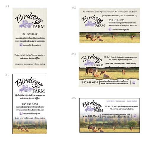 Birdsong Farm business cards